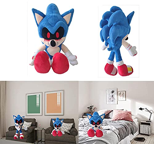 ZURITI 37cm/14.6inch Blood Sonic Plush, Sonic Exe Plush Toy, Super Sonic Plushies Toy, Blue Shadow Sonic Plush, Sonic The Hedgehog Soft Stuffed Doll, Gifts for Fans and Kids