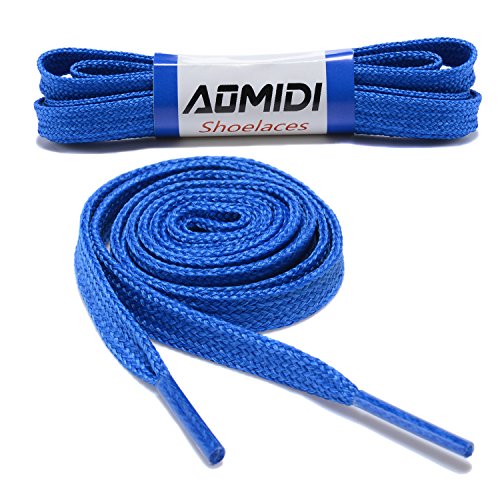 Flat Shoelaces Wide Shoes Lace (2 Pair) - Wide Shoelaces - Flat Shoe Laces for Sneakers and Shoes (54" inches (137 cm), Blue)