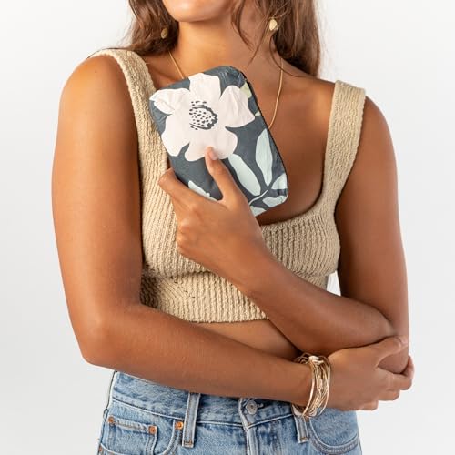 ALOHA Collection Mini Flora Pouch in Eve, Lightweight, Packable & Splash-Proof - Durable, Washable, & Reusable Makeup Pouch for Cosmetics. Keeps Essentials Organized. Easy to Clean. (6" x 3.75")2
