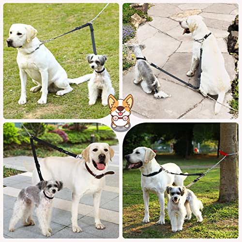 HAPPY HACHI Doppelte Hundeleine,Kein Verheddern 360° Drehbarer Doppelleine für 2 Hunde,Einstellbar Coupler Kein Tangle Nylon Wanderung Leine für Hunde Klein Mittlere und Große Lauftraining (Schwarz-S)