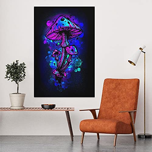Xdtiopimy Abstract Plant Poster Funny Wall Art Decor Poster Canvas Painting Purple Blue Mushroom For Living Room Bedroom Gift 1 Pc Unframed 12X18 Inchs #TOP5