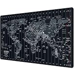 Anpollo Gaming Mouse Pad (900x400x3mm) Extended Mouse Mat Large Non-Slip Desk Pad with Precision Locked Edges Comfortable Keyboard Mat Suitable for Office Gamer Home - Black World Map