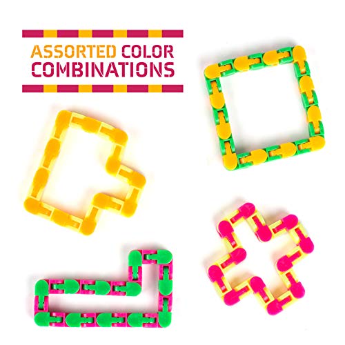 Neliblu Wacky Tracks Snap And Click Fidget Toys For Sensory Kids - Adhd, Autism, Stress Relief Therapy - Keeps Fingers Busy And Minds Focused - Snake Puzzles, Assorted Colors (Pack Of 4) #TOP3
