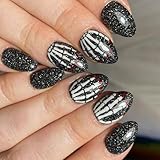 MEILVMEIJI不気味なハロウィンブラックフレームワークフィンガーパーシストフーフショート楕円体偽フーフ永久ABS物質パーツ用