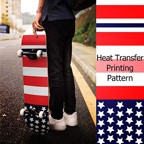 Image of WhiteFang Skateboards for Beginners, Complete Skateboard 31 x 7.88, 7 Layer Canadian Maple Double Kick Concave Standard and Tricks Skateboards for Kids and Beginners