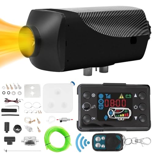 PRIJESSE 5KW Diesel Air Heater, 12V Parking Heater Diesel Night Heater with Thermostat LCD Monitor Silencer For Car Truck Boat Caravan Trailer Motor-home Campervans (Black)