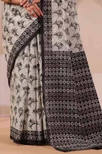 Image of TAMAIRA FASHION Mulmul Pure Cotton Saree For Woman Floral Batik Printed|Office Wear Daily Wear Sarees For Women Without Blouse Piece(Available in 18 Colours)