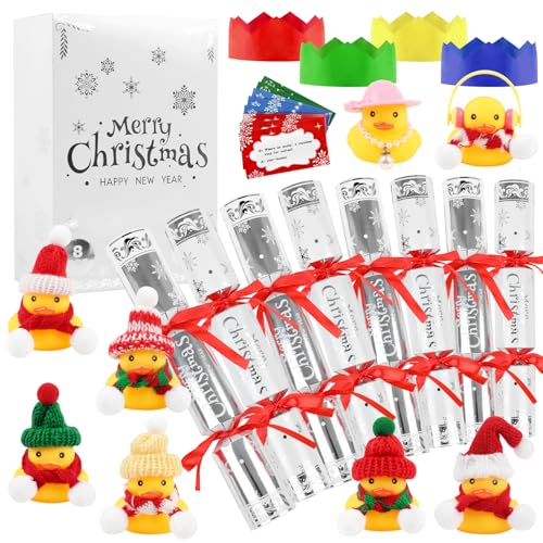 Canards de Noël en caoutchouc étanches : lot de 8 figurines robustes pour fêtes