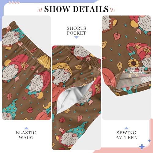 Gnome Autumn Pumpkin Boys Long Pants Soft Trousers Elastic Waist Kids Lounge Bottoms with Pockets S-XL4