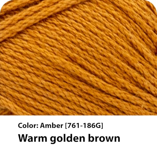 Image of Lion Brand 24 /7 Cotton Yarn, Yarn for Knitting, Crocheting, and Crafts, Amber, 3 Pack | Light Worsted 100% Mercerized Cotton Yarn for Crochet, Knitting, Craft, 185 Yards of Natural Fiber for Tees, Bags, Dishcloths