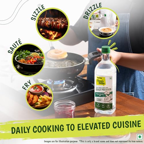 Image of Tata Simply Better Pure & Unrefined Cold Pressed Virgin Coconut Oil,Naturally Cholesterol Free,500ml,Rich Aroma & Flavour of Real Coconuts,For Daily Cooking with Multipurpose Usage,A1 Grade Coconuts