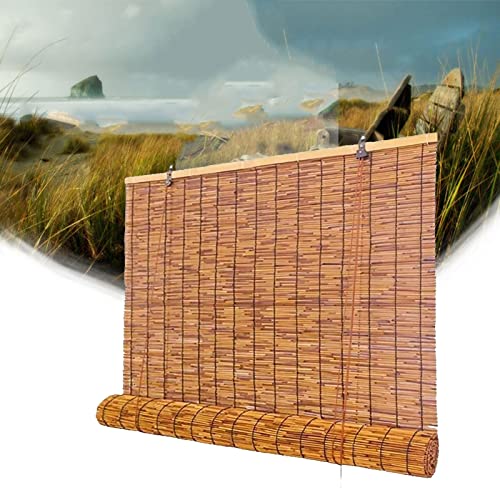 Bamboo Blinds for Windows,Cordless Outdoor Roller Shades,Outdoor Reed Roller Blinds,Light Filtering Water Proof Sun Shade, for Office Restaurant Balcony,Customizable (Size : W50xH80cm/20x32in)