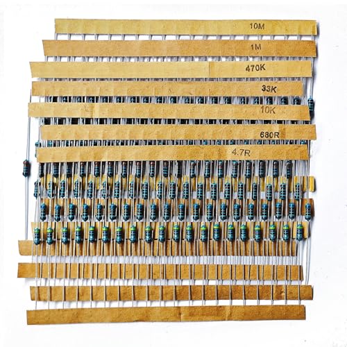1000 Pcs 50 Values 1/4W Metal Film Resistors Kit, 0.25W 1% (1Ω-10MΩ) - Image 4