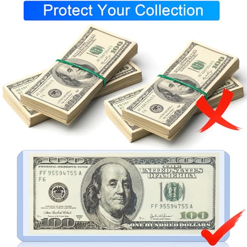 50 protectores transparentes para billetes 6.8 x 2.9 pulgadas miniatura 4