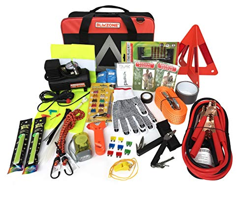 BLIKZONE Auto Roadside Assistance Car Kit Classic 81 Pc for Vehicle Emergency: Portable