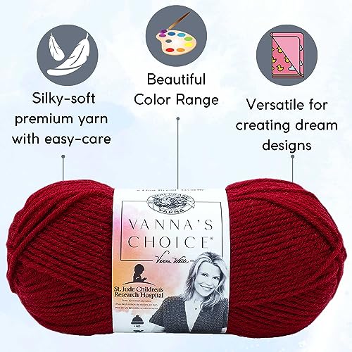 Image of Lion Brand Yarn Vanna'S Choice 860-180 Cranberry | 6 Skeins, Same Dye Lot, Project Bag, CYC #4 Worsted, 100% Acrylic, Ideal for Crochet, Knitting Blankets, Hats, Scarves