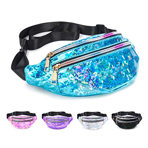 Fanny Pack Belt Bag, Holographic Fanny Packs for Women Men Kids, Fashion Waterproof