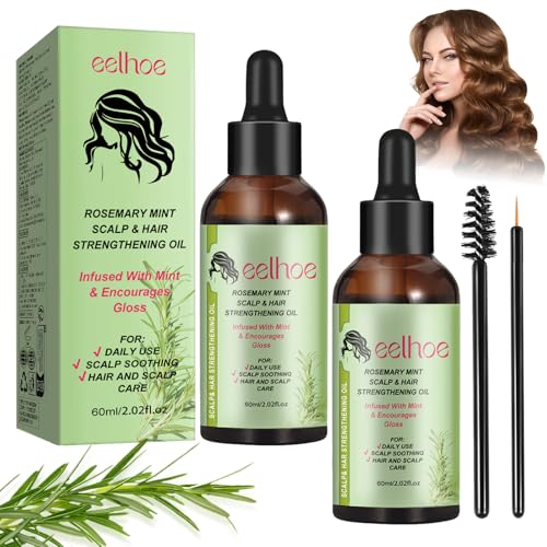 Osemary Oil for Hair,Aceite de Romero,2 PCS Rosemary Oil,Aceite de Romero Para el Cabello,Rosemary Mint Oil,Aceite Romero Cabello,Aceite original crecimiento del cabello