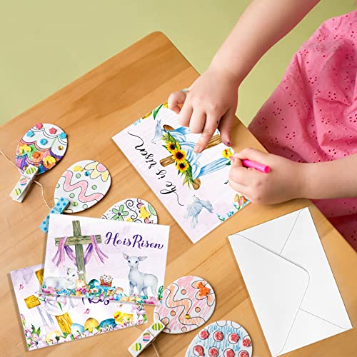 48 Sets Easter Card With Scripture And White Envelopes 48 Pcs 5.91 X 7.87 Inches Easter Cross Religious Greeting Cards 48 Pcs Invitation Envelopes For Christians Easter Party Favors Gifts Supplies #TOP3