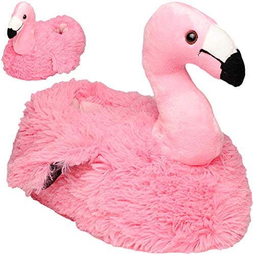 alles-meine.de GmbH Hausschuhe / Pantoffel - Flamingo - Vogel - Größe Gr. 33 / 34 / 35 / 36 EU _ schön warm _ Plüschhausschuh / Kuschel / Tier - Tiere - für Kinder & Erwachsene -..