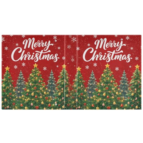 Image of Christmas Tree Red Snuwflakes 3 Ring Binder with 2 Interior Pockets 1.5 inch Binders 3 Ring Heavy Duty Fit 8.5 inch x 11 inch Letter Size for Office School, 2 Pack