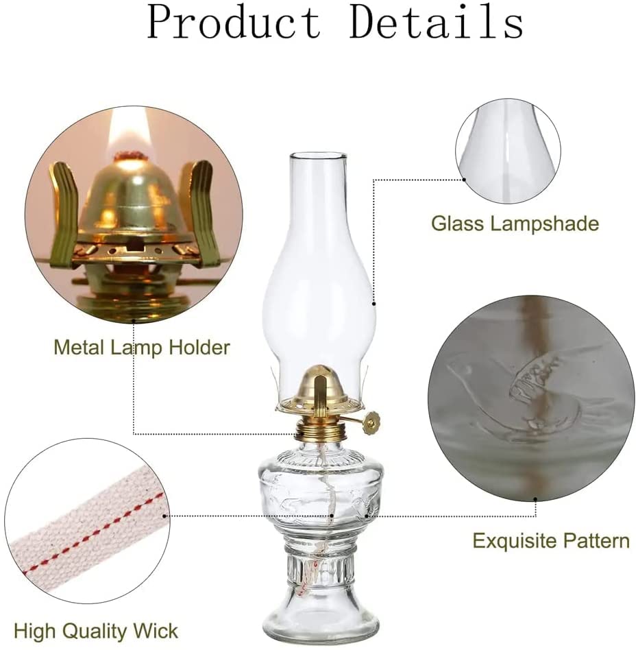 2 Lampade A Olio In Vetro Vintage - Per Interni, Decorazione E Emergenza