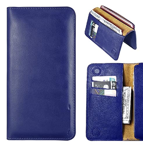 WHITBULL Leather Wallet Case Handmade Magnetic Mobile Pouch with Card & Cash Slot Case Compatible with Nokia 2 / Nokia 7 / Nokia 1 / Nokia 3 - Blue