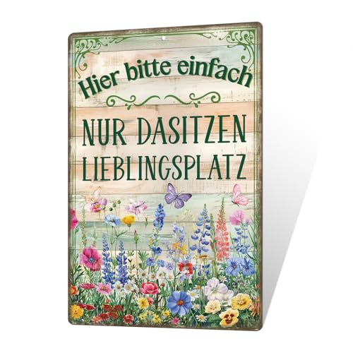Putuo Decor Lieblingsplatz Metallschild – Blumenwiese Design –...
