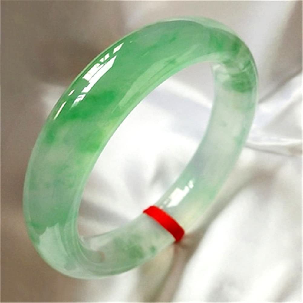 Bracciale Rigido in Giada per Donna Bracciale con Fiore Galleggiante Verde Ghiaccio Naturale Autentico con Certificato Regalo per la Mamma (Dimensioni : 58 mm) (60 mm)