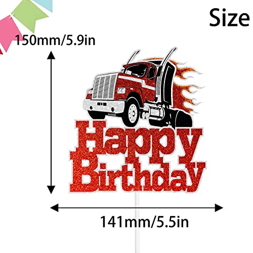Trucks Happy Birthday Cake Topper Transportation Theme Boys Child Favorite Party Decorations #TOP1