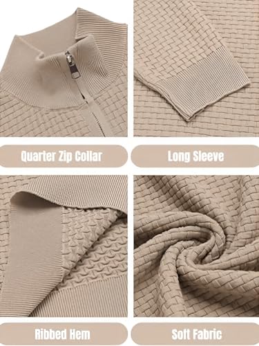 Image of TYSORT Men High Neck Zipper Full Sleeve Waffle Knitted Winter Sweater,Waffle Knit Sweater for Men