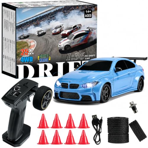 VROYAP [2026 New 1/36 Mini RC Drift Car with Gyro 4WD All-Metal Drivetrain