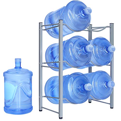 Greatest Product UMORNING 5 Gallon Water Bottle Holder for 6 Bottles, 3-Tier Detachable Heavy Duty Water Cooler Storage Cabby Rack with Immense Thickness for Strength for Kitchen Livingroom Garage Organizer