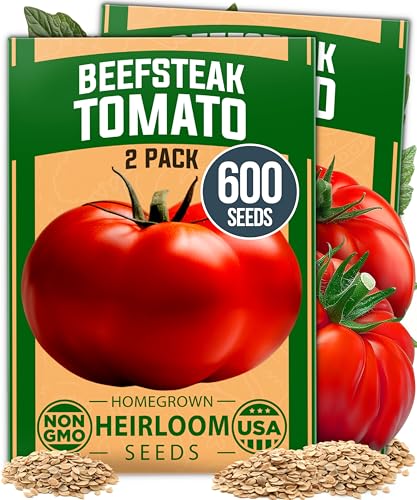 Image of HOME GROWN Beefsteak Tomato Seeds 600+ Heirloom Non-GMO Seeds for Planting, High Germination, Indeterminate Extra Large Meaty Slicing Tomato,Prolific Garden Crop, Sandwich Ready (Solanum lycopersicum)