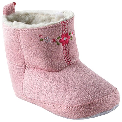 Luvable Friends Girls' Embroidered Suede Baby Boot Crib Shoe, pink, 12-18 Months M US Infant
