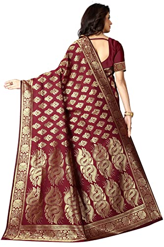 Image of Sugathari Women's Art Silk Maroon Kanchipuram Saree (SAN PARI 75 MAROON)