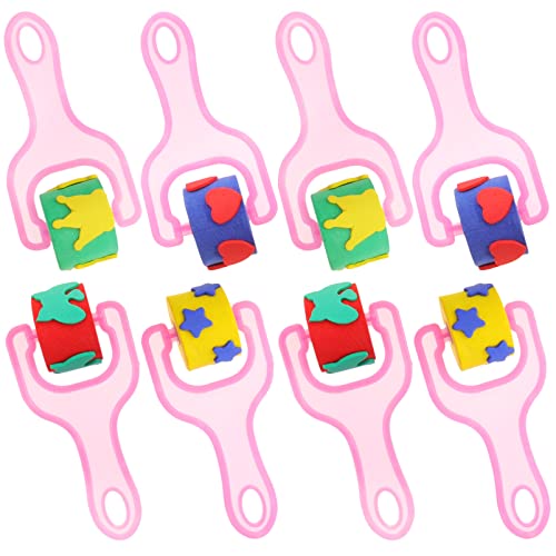 Stobok 8Pcs Drawing Sponge Roller Brush Foam Painting Stamper Brush Kids Paint Graffiti Diy Tool With Handle For Arts Craft Painting Drawing Rosy #TOP15