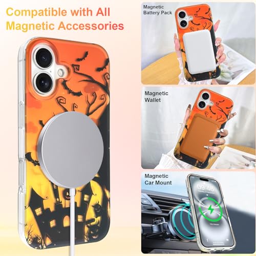 Coque iPhone 16 Halloween antichoc évite les bris de vitre avec style MagSafe