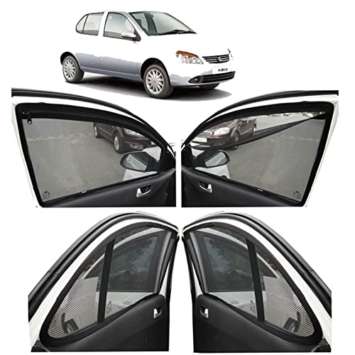 Image of Autofact Magnetic Car Sunshades Compatible with Tata Indica Old Model (Set of 4) - Easy Installation, UV Protection, Keeps Car Cool (Front 2 with Zippers for Easy Access, Rear 2 Without Zippers)