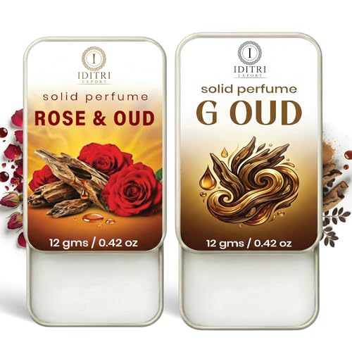 Image of Solid Perfume |Rose & Oud&G oud Alcohol Free Wax Perfume Balm, Long Lasting | Pocket Tin 12g, Pack Of 2| Non Greasy Smooth Glide, Travel Friendly Men And Women