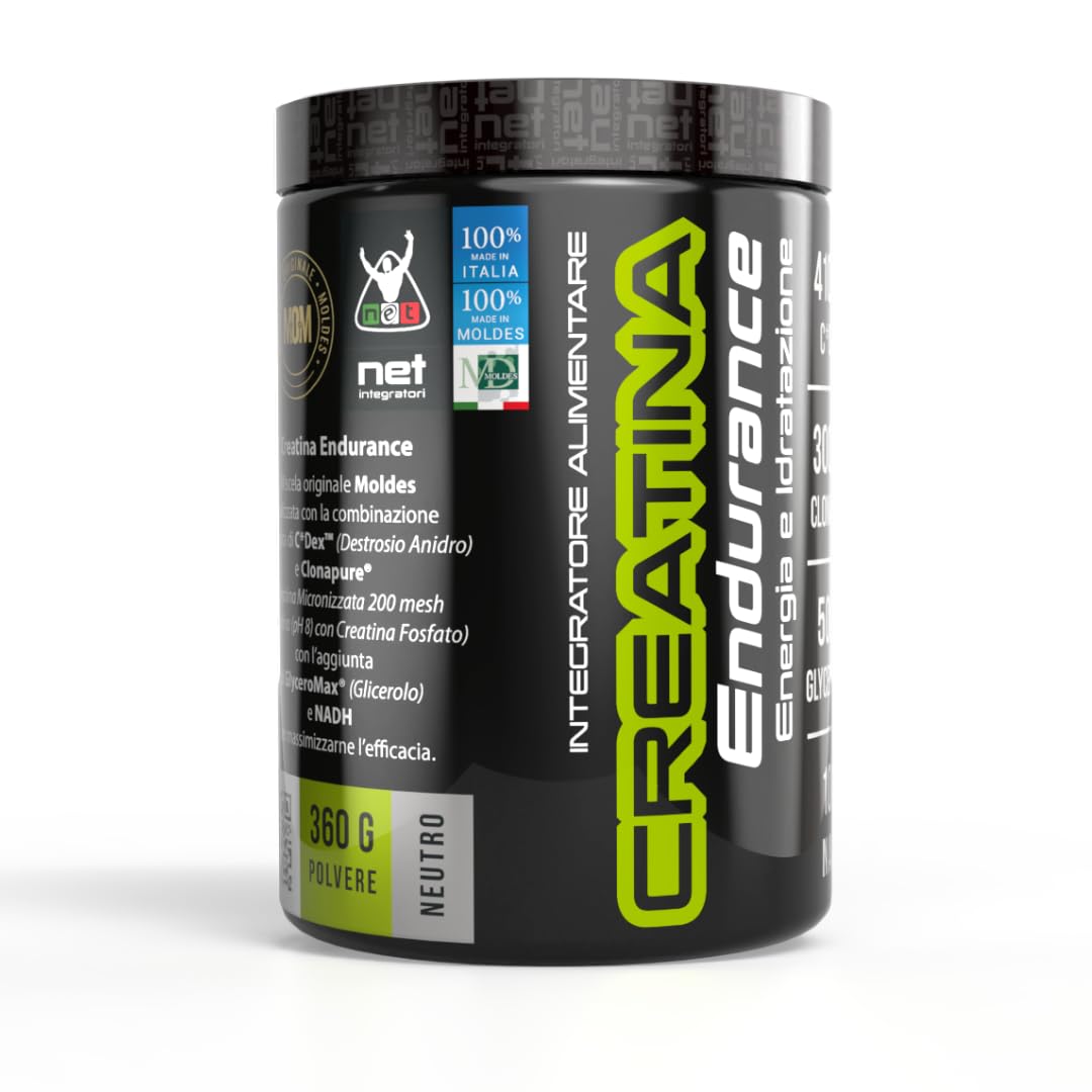 Net Integratori CREATINA ENDURANCE 360g - Creatina Monoidrata Micronizzata Clonapure - Maggiore Resistenza alla Fatica, Massimizza Forza, Potenza e Energia - Allenamenti ad Alta Intensità