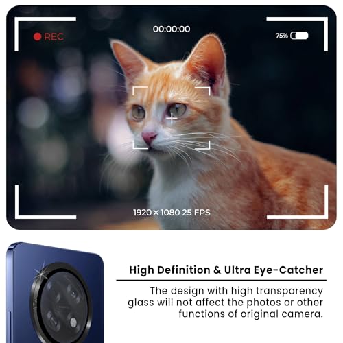 Image of ArmourPro Camera Lens Protector Tempered Glass for Oppo F31 Pro Plus (6.83 Inches) Tough HD Individual Aluminum Alloy Rings 9H Camera Cover, Scratch-Resistant,Camera Rings Protection| Black, 1 Pack