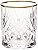 Lorren Home Trends Siena Collection Crystal Double Old Fashion Beverage Glass with Gold Band Design, Set of 4