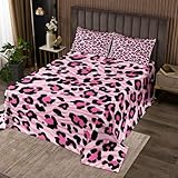 Homemissing Leopard Drucken Tagesdecke 240x260cm Zebra Streifen Bettüberwurf Gepard Zebra Pelz Steppdecke Wilde Tier Druck Haut Wohndecke Doppelbett Gesteppt Pink