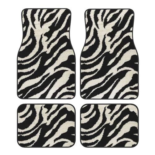 Zebra Animal Print Car Foot Mat Four-Piece Set Full Set With Non-Slip Rubber Backing