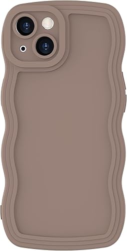 Anuck Funda para iPhone 15, diseño de marco rizado para mujeres y niñas, bonita funda de teléfono estética de color liso, suave, flexible, TPU a