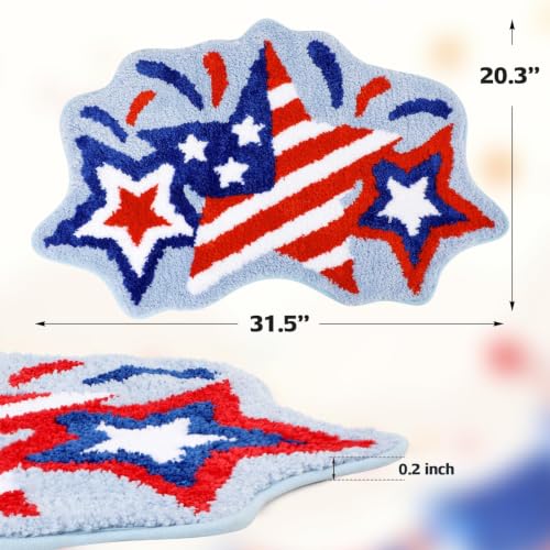 4th of July Bath Mat Patriotic Rug Stars Tufted Rug Non-Slip Floor Mat for Bathroom Rug Soft Absorbent Bathroom Rug Floor Bathroom Decor Independence Day Bath Rug 31.5''x 20.3'' — view 3