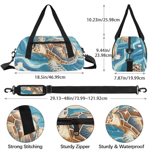 Vintage Turtle Kids Duffle Bag Boys Girls Small Sport Dance Gym Bag for Overnight Travel Weekender Carry On4