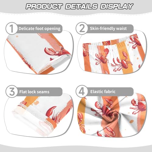 Wusikd Cute Lobsters Girls' Leggings Toddler Doodles Red Orange Kids Yoga Pants Dance Active Tights 4T3