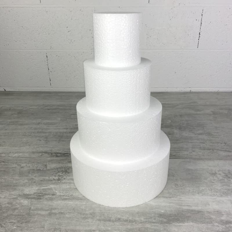 Lealoo Pièce montée en Polystyrène, 40 cm de Haut, Base Ø 25cm à 10cm, 4 étages Wedding Cake Haute densité